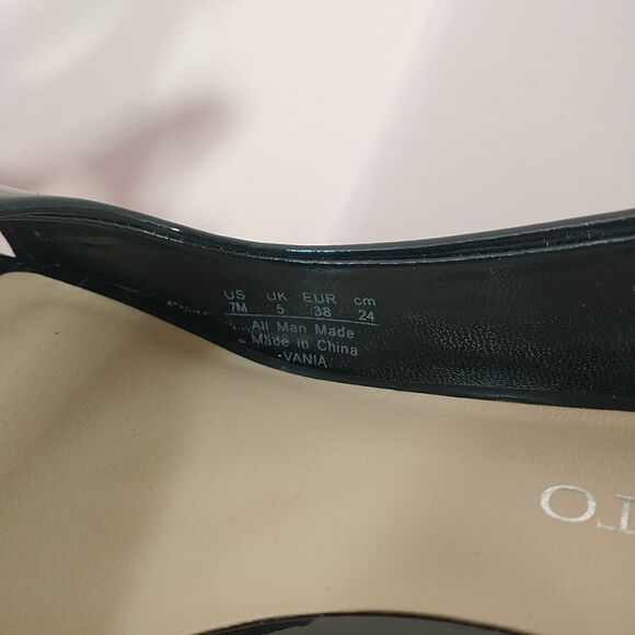 Franco Sarto Women's 7M Black Leather Ankle Strap Peep Toe Pumps Sandals. - Picture 3 of 10